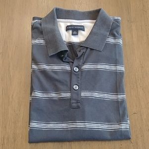 Banana Republic Men's Black and White Striped Polo